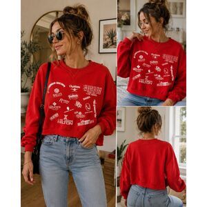 Vintage 90s Fat Mack Las Vegas Casino Logos Red Crewneck Sweatshirt Large RARE